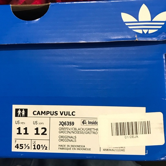 Adidas | Men's Gray and Black Campus Sneakers | Sz 11 - Picture 5 of 5